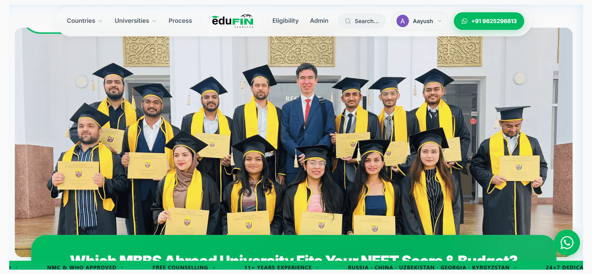 Edufin Platform & CRM live interface