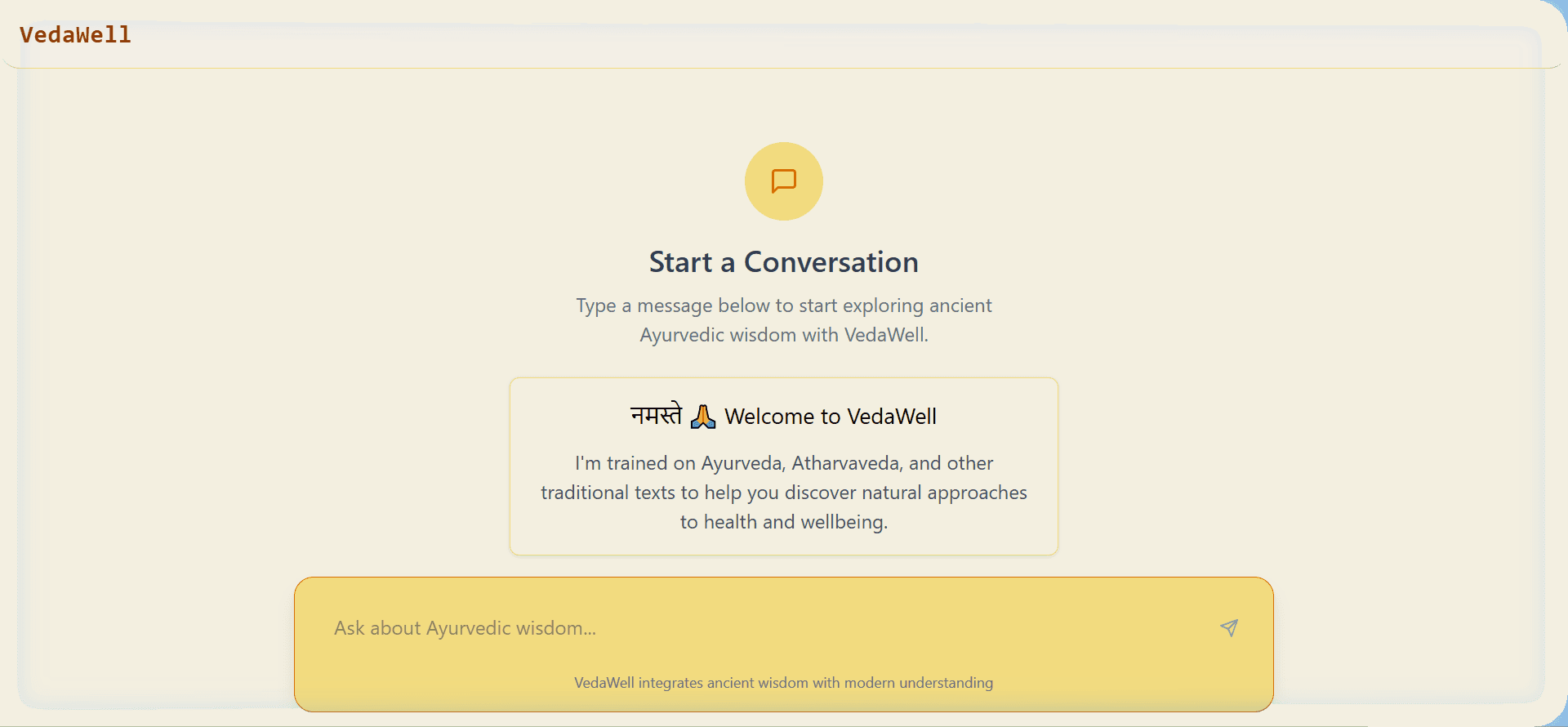 VedaWell live interface