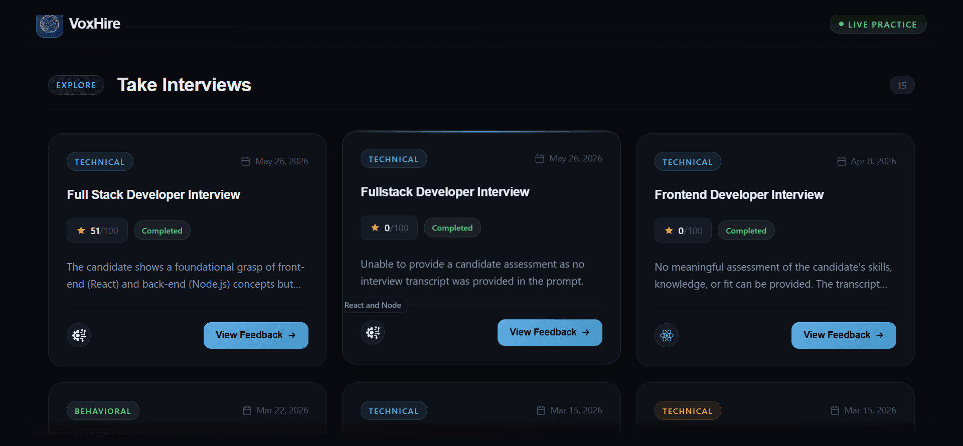 VoxHire AI live interface